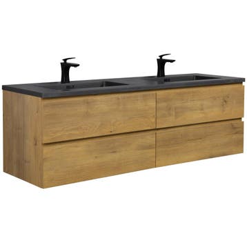 Badkamermeubel Set Angela 160cm Eiken Badmeubel, Verzenden, Nieuw, Wastafelkast