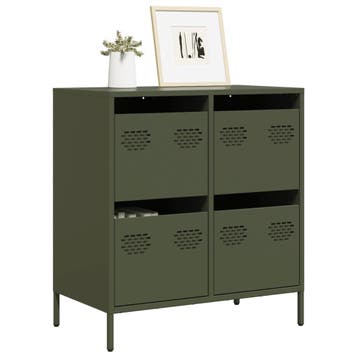 vidaXL Dressoir 68x39x73,5 cm koudgewalst staal olijfgroen, Verzenden, Nieuw, Metaal