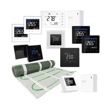 Elektrische Vloerverwarming met touchscreen klokthermostaat, Thermostaat, 30 tot 80 cm, Hoog rendement (Hr), Nieuw