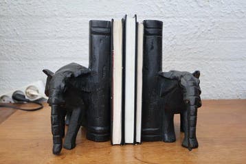 Boekensteunen (2) - Ebbenhout - Olifanten boekensteunen