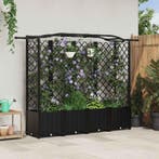 vidaXL Verhoogd Bed met Trellis en Dak Zwart 204 x 40 x 141, Verzenden, Nieuw, Minder dan 60 cm, 60 cm of meer
