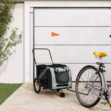 vidaXL Hondenfietstrailer oxford stof en ijzer grijs en, Verzenden, Nieuw