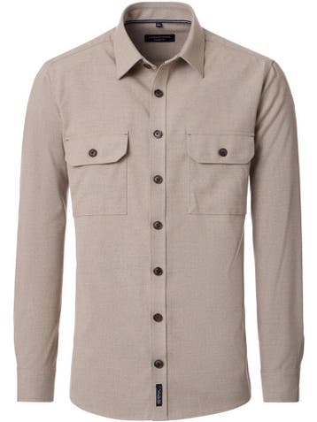 CASAMODA Casual Fit Heren Overhemdjack 454525800-600 Beige, Kleding | Heren, Overhemden, Verzenden, Nieuw, Beige