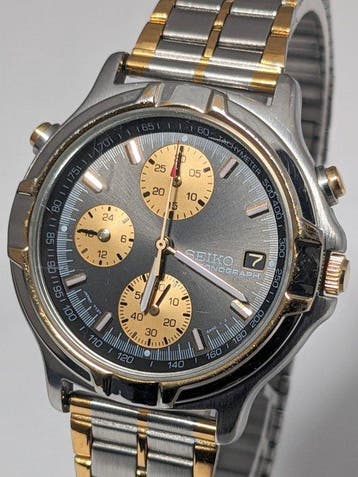 Seiko - Chronograph Watch - Two-tone silver and gold -