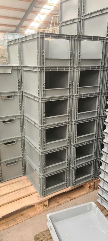 Magazijnbak, 400x300x220 mm, euronorm, grijs kunststof,, Minder dan 50 cm, Ophalen of Verzenden, Minder dan 40 cm, Nieuw