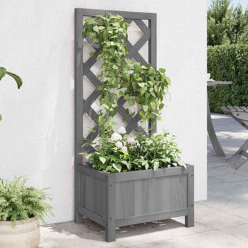 vidaXL Plantenbak met latwerk 40x30x90 cm massief vurenhout, Verzenden, Minder dan 60 cm, Nieuw, 60 cm of meer