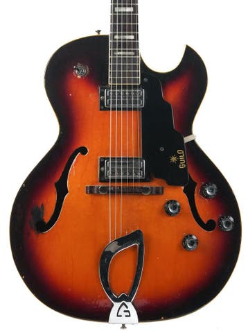 Guild CE100D Capri Sunburst 1964 (Instrument,Hollow Body), Ophalen of Verzenden, Gebruikt, Hollow body