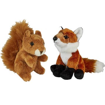 Bosdieren knuffels - pluche vos en eekhoorn - 2 stuks - 15, Verzenden, Nieuw
