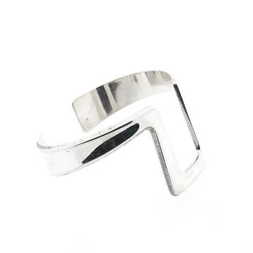 Zilveren slavenarmband met patroon; Maat S/M, Sieraden, Tassen en Uiterlijk, Armbanden, Ophalen of Verzenden, Gebruikt, Zilver