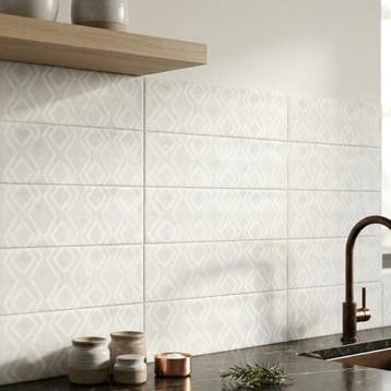 Wandtegel Handvorm Decor Boch Magnes Wit Mat 7,5x30, Nieuw, 20 tot 40 cm, 10 m² of meer, Wandtegels