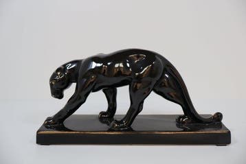 Jean - Beeld, Stappende panter - 20 cm - Aardewerk, Antiek en Kunst