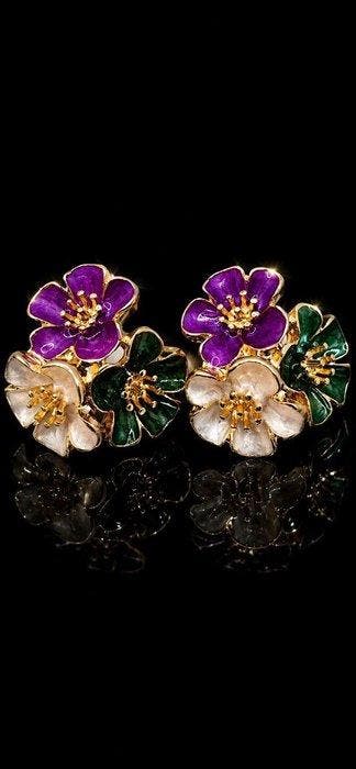 Oscar de la Renta - Stijl Bloemen Oorbellen - Oorbellen -