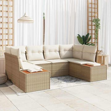 vidaXL Tuin Sofa Set 6 st Beige poly rattan, Tuin en Terras, Verzenden, Nieuw, 6 zitplaatsen