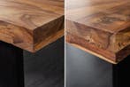 Massief houten eettafel IRON CRAFT 140cm naturel zwarte, Ophalen of Verzenden, Nieuw