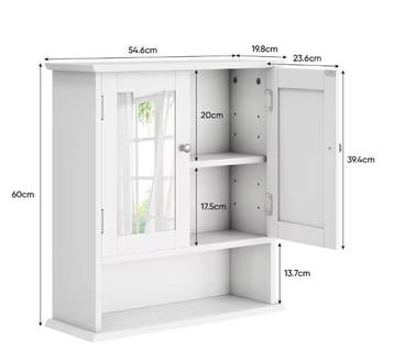 Witte Badkamerkast met Spiegel – Wandkast met Open Opbergvak, Huis en Inrichting, Kasten | Overige, Verzenden, Nieuw
