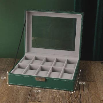 Luxe Horlogedoos met 10 Vakken, Spiegel en Slot - PU Leer, Verzenden, Nieuw