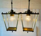 Lantaarn - Verguld messing - Paar hanglampen van messing en