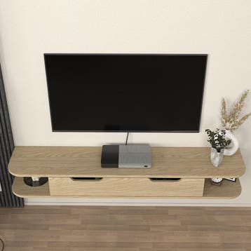 TV meubel Karjali zwevend 150x30x19 cm eikenkleurig [en.casa, Huis en Inrichting, Kasten | Televisiemeubels, Verzenden, Nieuw