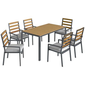 7-delig Tuinmeubelset, Tuinset Met 1 Eettafel, 6 Stoelen, Ku, Verzenden, Nieuw