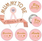 Wit kanten sjerp Mommy to be + rozet Daddy blayw of roze, Verzenden, Nieuw, Versiering, Geboorte of Huwelijk