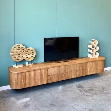 Hangend Tv-meubel | 200 t/m 250cm breed | v.a €725,- |, Teakhout, Nieuw, Ophalen of Verzenden, 200 cm of meer