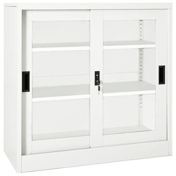 vidaXL Roldeurkast 90x40x90 cm staal wit, Verzenden, Nieuw