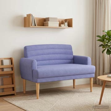 vidaXL Loungebank met knopencomfort Jeans Blauw 116 x 67 x, Verzenden, Nieuw, Stof, Minder dan 150 cm