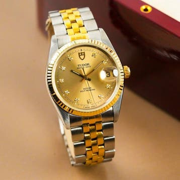 Tudor - Prince Date Gold&Steel Gold Dial Diamond Index