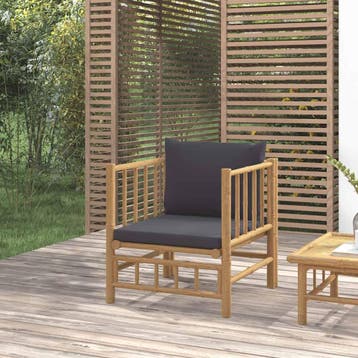 vidaXL Tuinbank met kussens bamboe donkergrijs, Verzenden, Nieuw, Hout