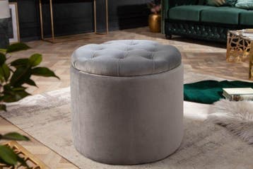 Elegante kruk MODERN BAROQUE 50cm zilvergrijze fluwelen, Ophalen of Verzenden, Nieuw