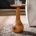 *WOONWINKEL* Houten Bijzettafel Met Bolvoet, Huis en Inrichting, Tafels | Bijzettafels, Verzenden, Nieuw