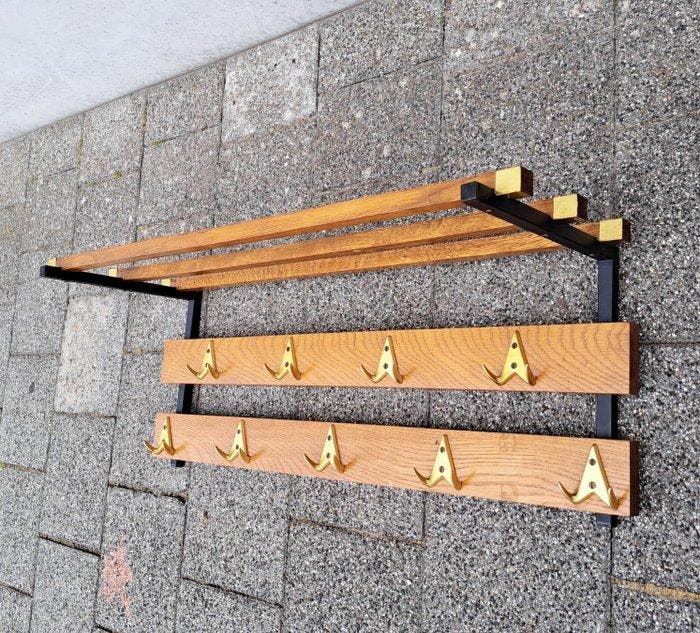 Kapstok - Staal, Eik - Kledinghaak met planken, Antiek en Kunst, Kunst | Designobjecten