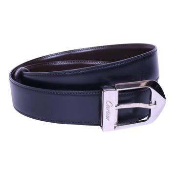 Cartier Reversible Leren Riem Zwart/Bruin - Zilverkleurige G, Kleding | Dames, Riemen en Ceinturen, Verzenden, Zo goed als nieuw