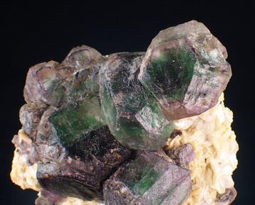Tweekleurige fluoriet met tourmalijn Kristalcluster -