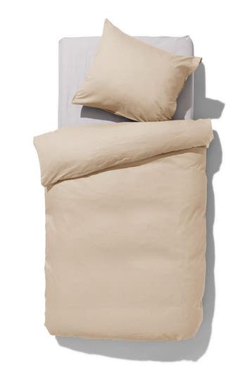 HEMA Dekbedovertrek 140x200/220cm hotel katoen percal zand, Verzenden, Nieuw