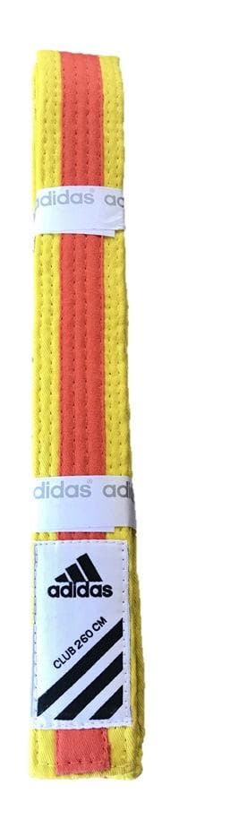 Adidas Judoband Club 2-kleurig Geel/Oranje maat 280, Verzenden, Nieuw, Judo, Vechtsportmateriaal