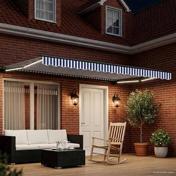 vidaXL Handmatig knikarmscherm met solar LED 4,5 x 3 m, Verzenden, Nieuw