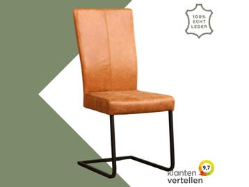 Leren eetkamerstoel Dare - Vintage Cognac (cognac) -, Bruin, Nieuw, Ophalen of Verzenden, Eén