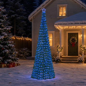 vidaXL Led-kerstboom met tinsel en grondpen EKENAS 300 cm, Diversen, Verzenden, Nieuw