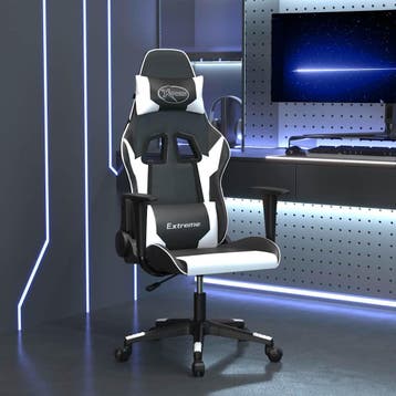 vidaXL Massage gamestoel kunstleer zwart en wit, Verzenden, Nieuw, Wit