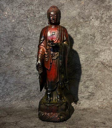 Groot formaat staande Shakyamuni Boeddha - Brons - China