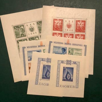 Kroatië 1940/1944 - 6 blokjes waarbij ongetand - MNH -, Gestempeld