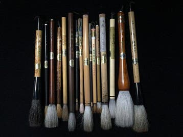 Japanese - Beeld, Collection of 16 Japanese Calligraphy, Antiek en Kunst