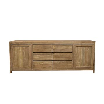 Groot greeploos dressoir massief teakhout 240cmDressoirs, Huis en Inrichting, Kasten | Dressoirs, Ophalen of Verzenden, Nieuw