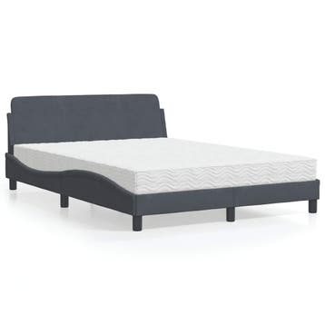 vidaXL Bed met matras Dover fluweel donkergrijs 120x200 cm, Verzenden, Nieuw, Twijfelaar, 120 cm
