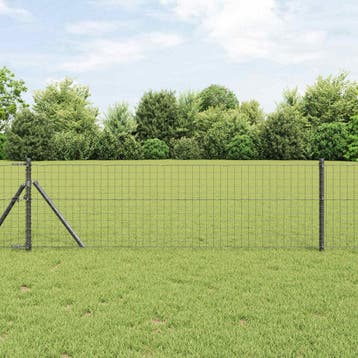 vidaXL Hekpaal 12 st Grijs 70 cm Poedergecoat staal, Verzenden, Nieuw