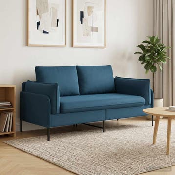 vidaXL 2-Zits Sofa 2-zits Blauw 188 x 81 x 89 cm fluweel, Verzenden, 150 tot 200 cm, Stof, Nieuw