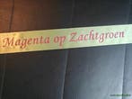 Bedrukt lint Zachtgroen met Magenta opdruk 45 mm 50 cm, Ophalen of Verzenden, Nieuw
