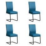 Set van 4 Leren eetkamerstoelen Remix - Hermes Turquoise, Huis en Inrichting, Stoelen, Ophalen of Verzenden, Nieuw, Leer, Vijf, Zes of meer stoelen