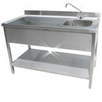 Rvs cheftafel met bodemschap 1600x700x900 mm (spoelbak recht, Verzenden, Nieuw in verpakking